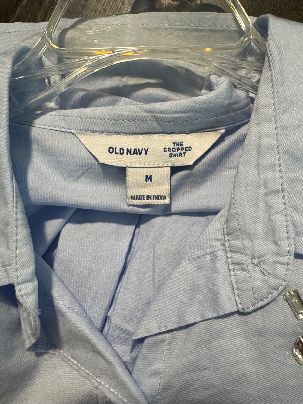 Old Navy Pale Blue Embroidered Button-Down Shirt - Picture 6 of 6